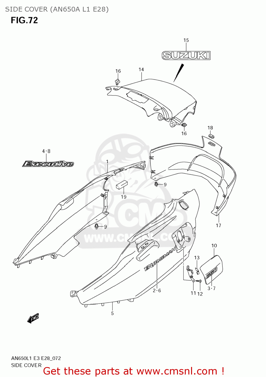 4731110G11YVB: Cover,frame Ctr Suzuki - buy the 47311-10G11-YVB at CMSNL