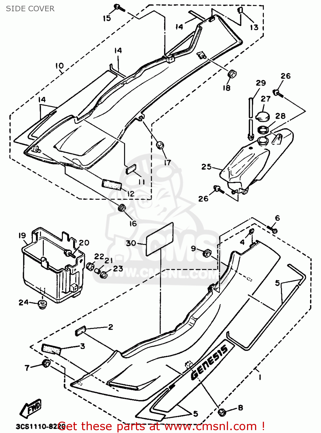 2YJY217100GE: Cover, Side 1 Yamaha - buy the 2YJ-Y2171-00-GE at CMSNL