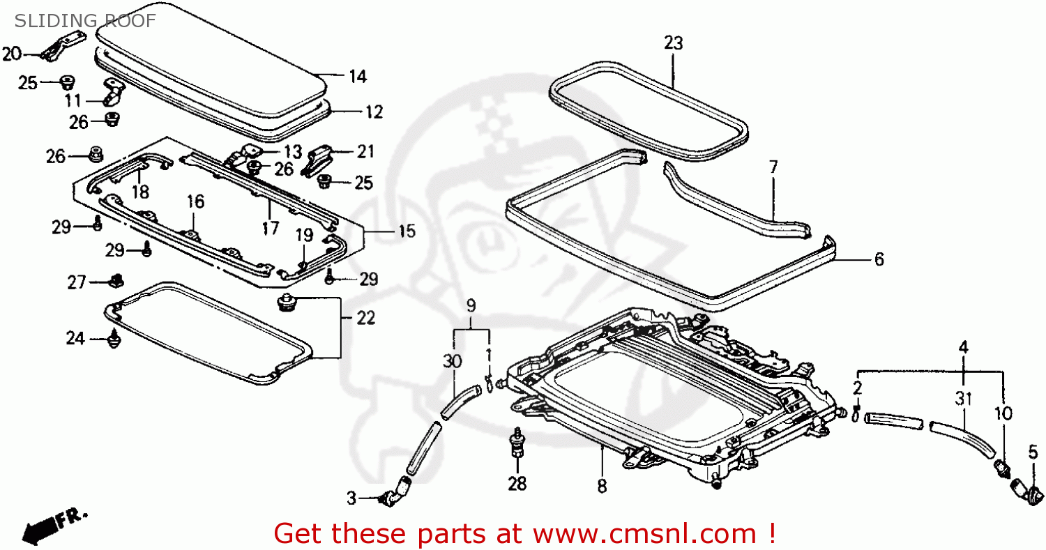 SEAL,SUNROOF PANE for CRX 1988 (J) 2DR SI (KA,KL) order at CMSNL