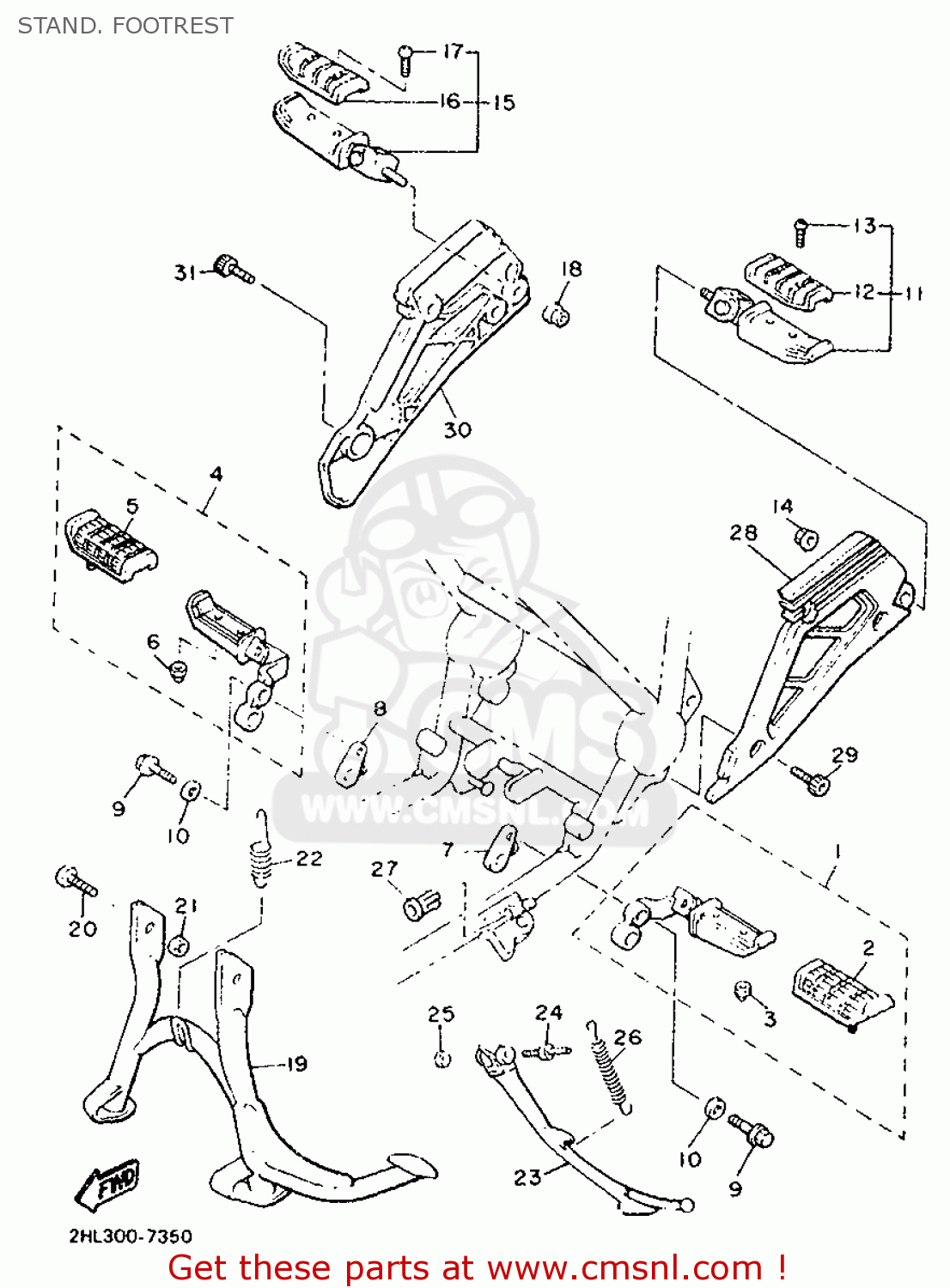 BRACKET, FOOTREST 2 for XJ900 1986 1FW GERMANY 261FW-332G1 - order at CMSNL