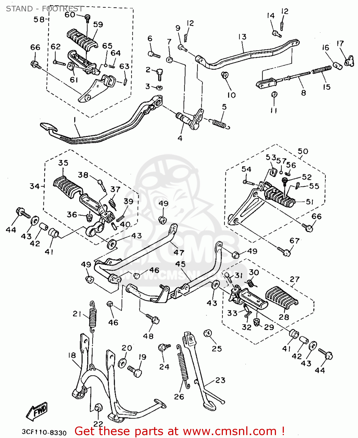 BAR, FOOTREST 1 for XV1100 1994 (R) USA order at CMSNL