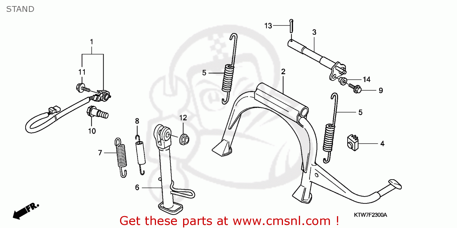 50541MBZG00: Spg.,side Stand Honda - buy the 50541-MBZ-G00 at CMSNL