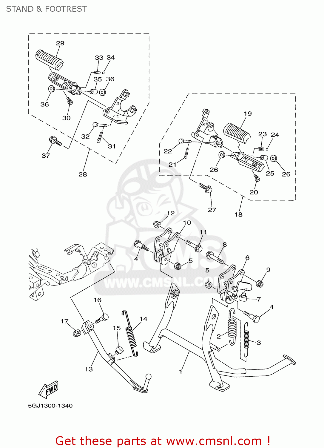 Yamaha REAR FOOTREST ASSY 1 5VU2743000 Yamaha REAR FOOTREST ASSY 1 5VU2743000