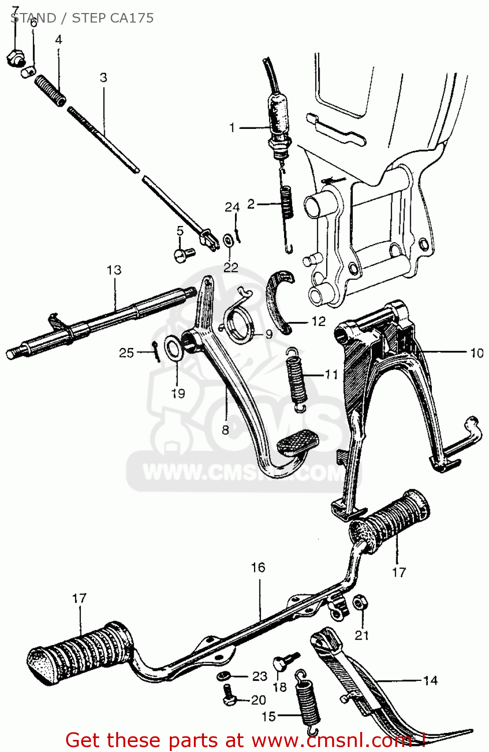 SPG.A,SIDE STAND for CT90 TRAIL 1969 K1 USA order at CMSNL