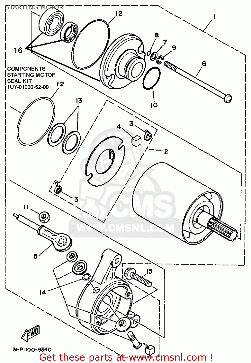 STARTING MOTOR ASSY for YFM400FWE KODIAK 1993 - order at CMSNL