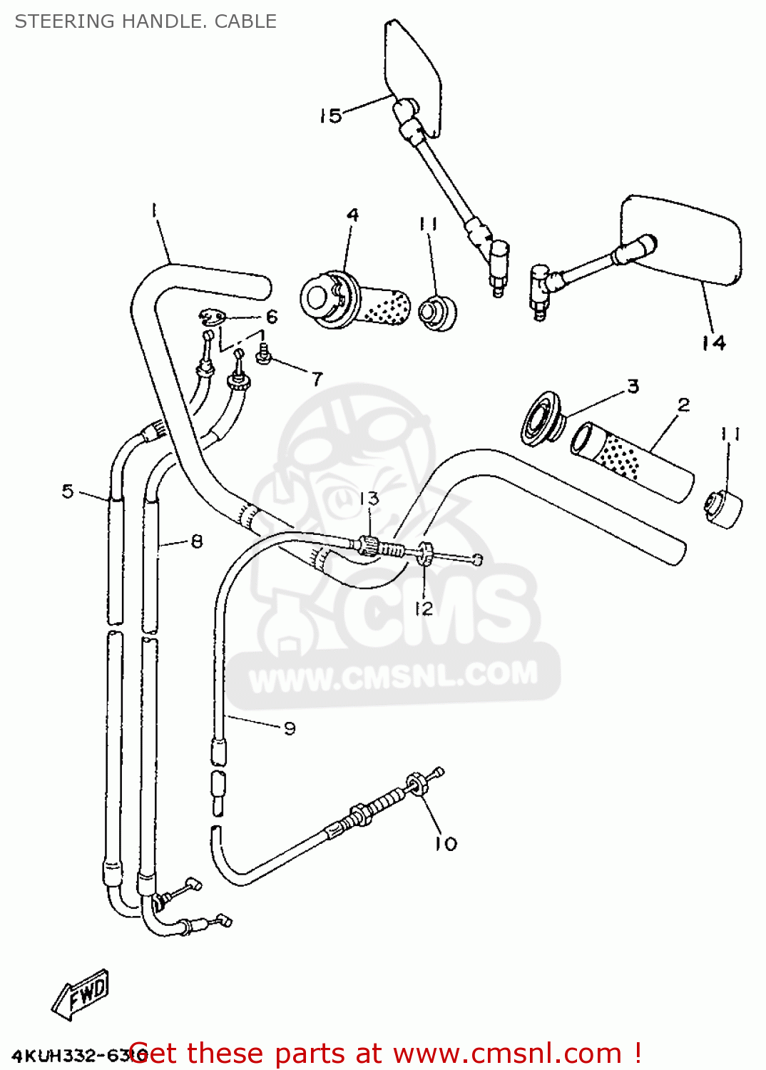 4H726290E1: Rear View Mirror Assy(right) Yamaha - buy the 4H7-26290-E1 ...