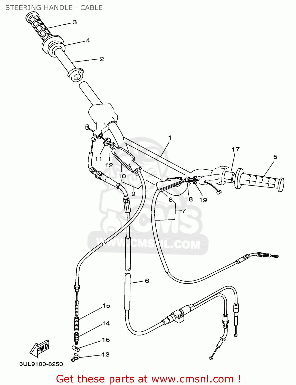 THROTTLE CABLE ASSEMBLY for RT100 1998 (W) USA order at CMSNL