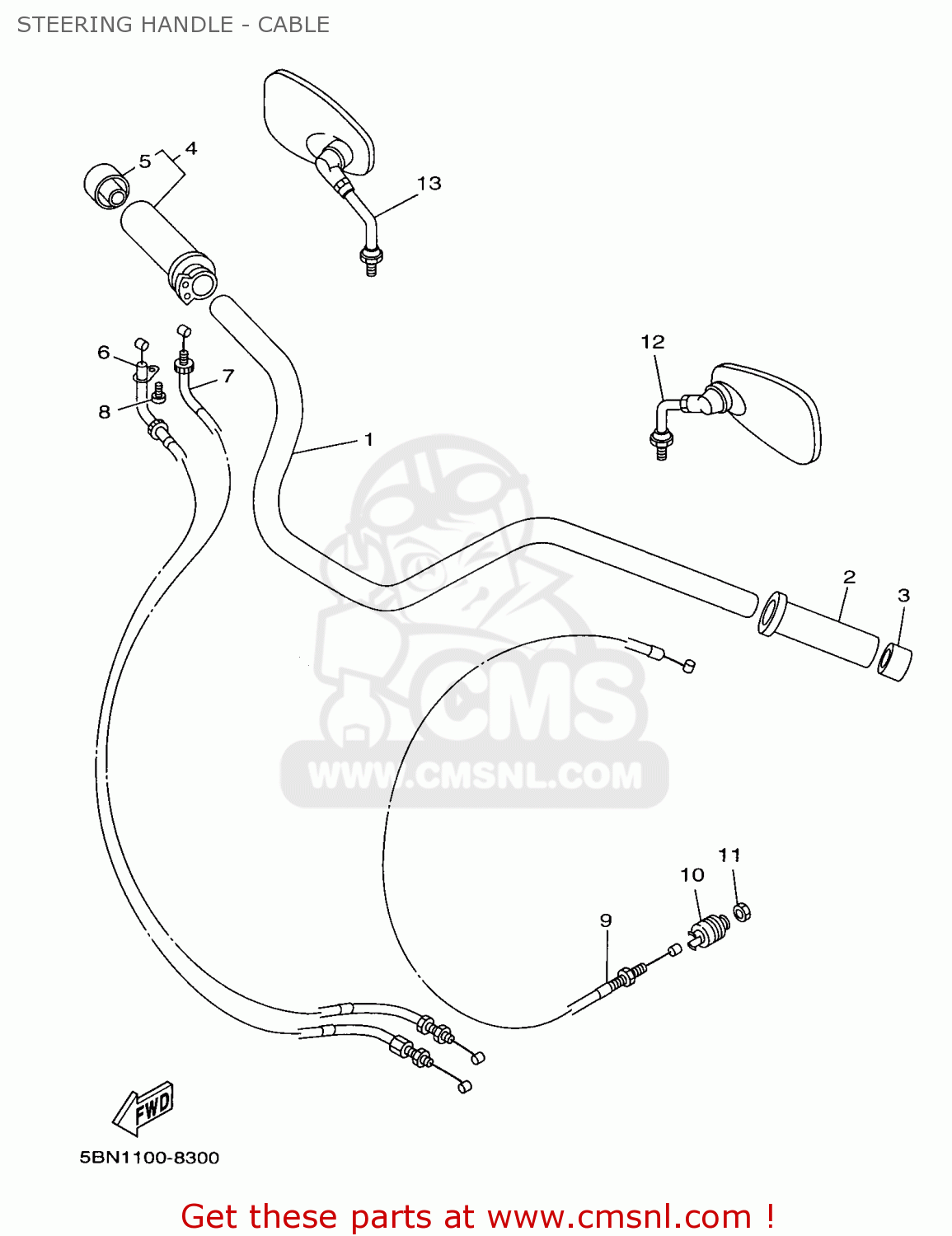 5BN2611100: Handlebar Yamaha - buy the 5BN-26111-00 at CMSNL