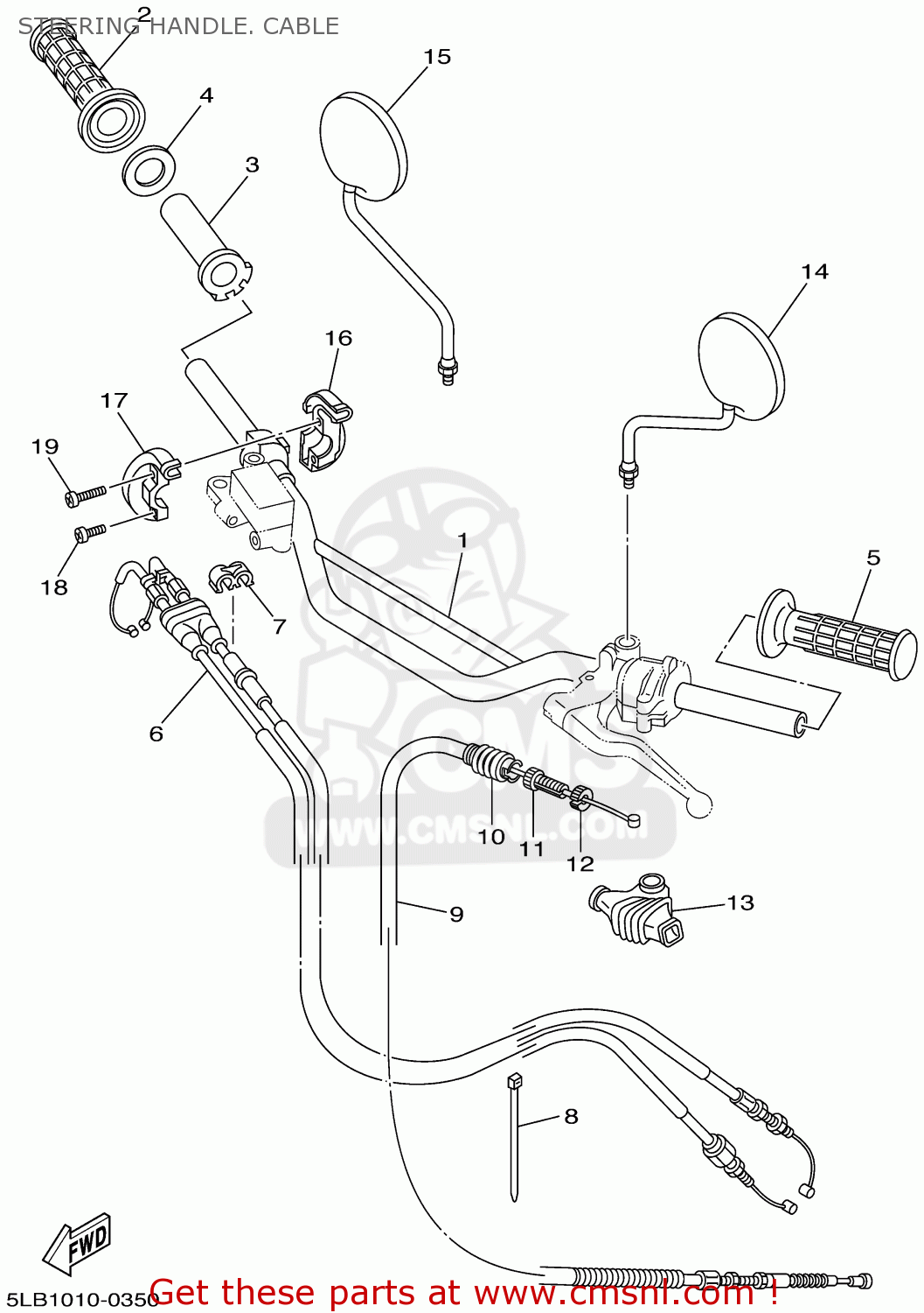 5LB2630201: Throttle Cable Assy Yamaha - buy the 5LB-26302-01 at CMSNL