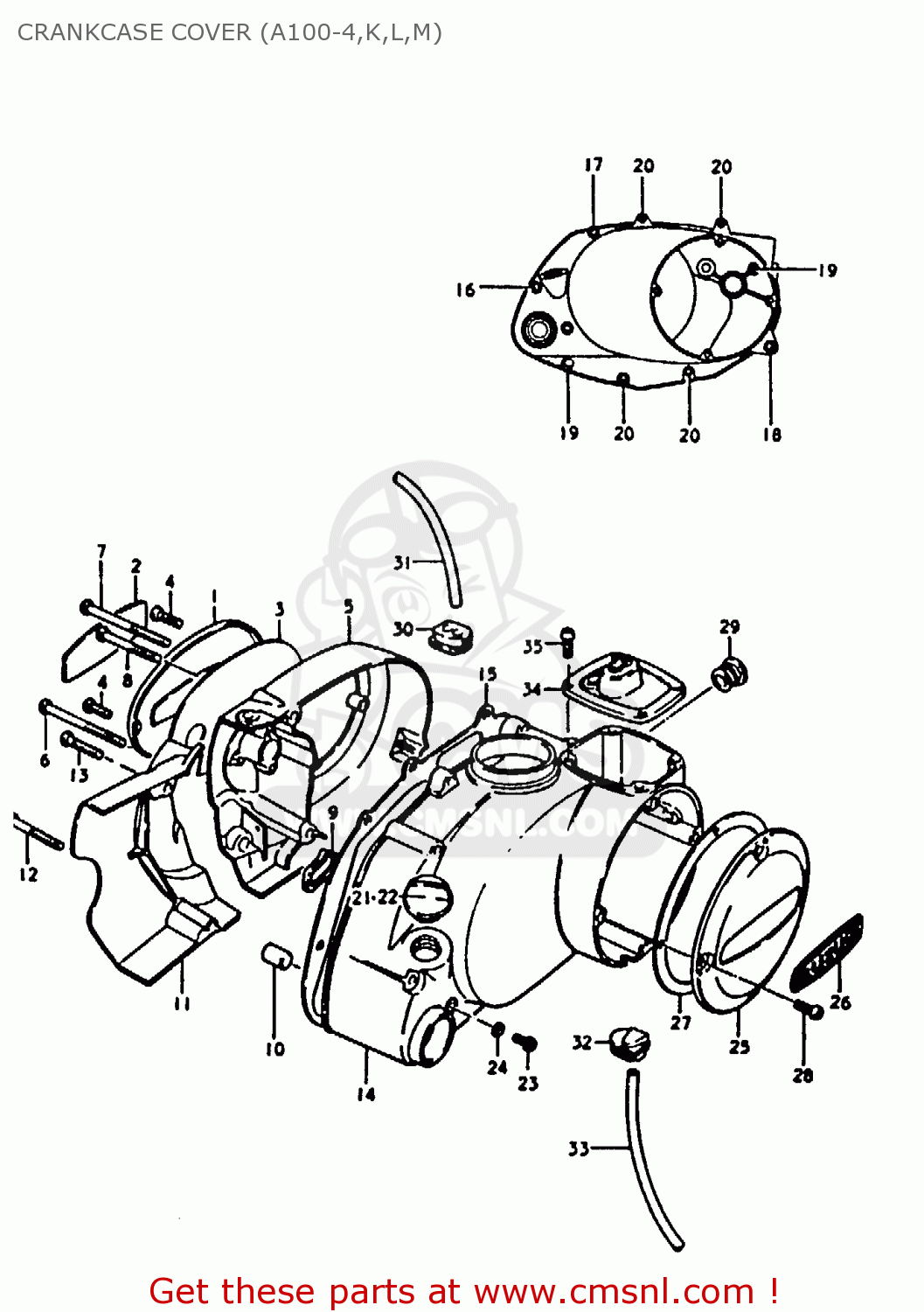 CRANKCASE COVER (A100-4,K,L,M) A100 1973 (K) UNITED KINGDOM (E02)