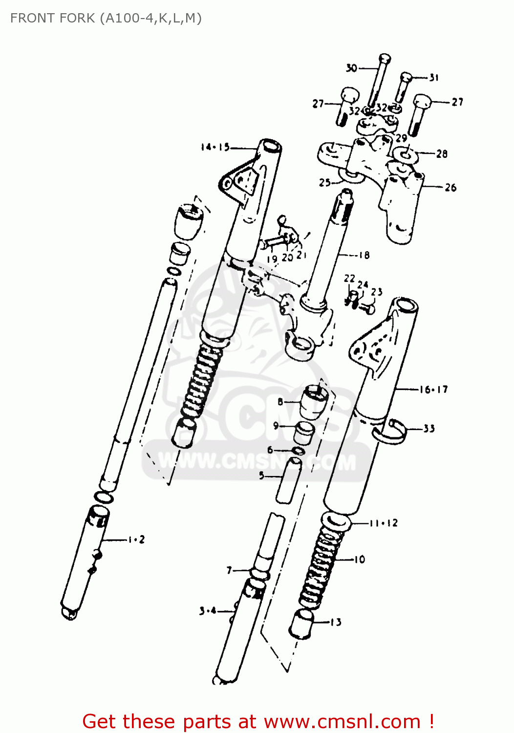 FRONT FORK (A100-4,K,L,M) A100 1973 (K) UNITED KINGDOM (E02)