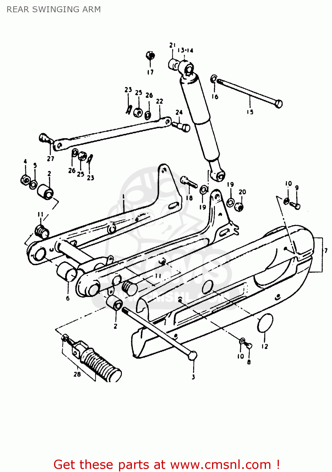 REAR SWINGING ARM A100 1974 (L) UNITED KINGDOM (E02)