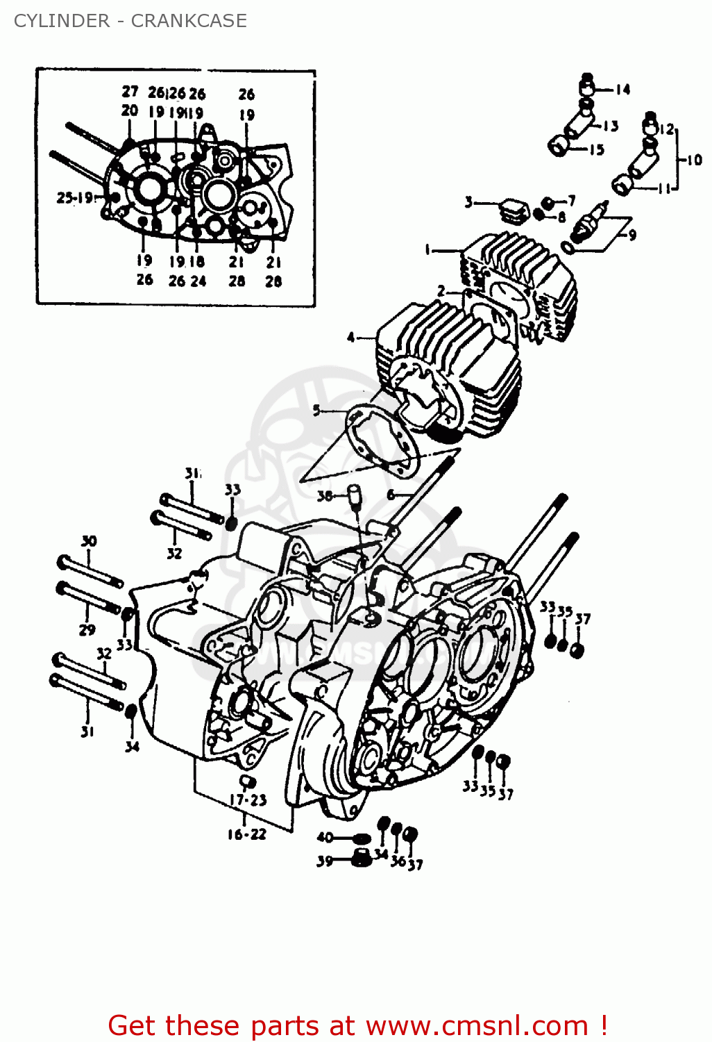 CYLINDER - CRANKCASE A100 1975 (M) UNITED KINGDOM (E02)
