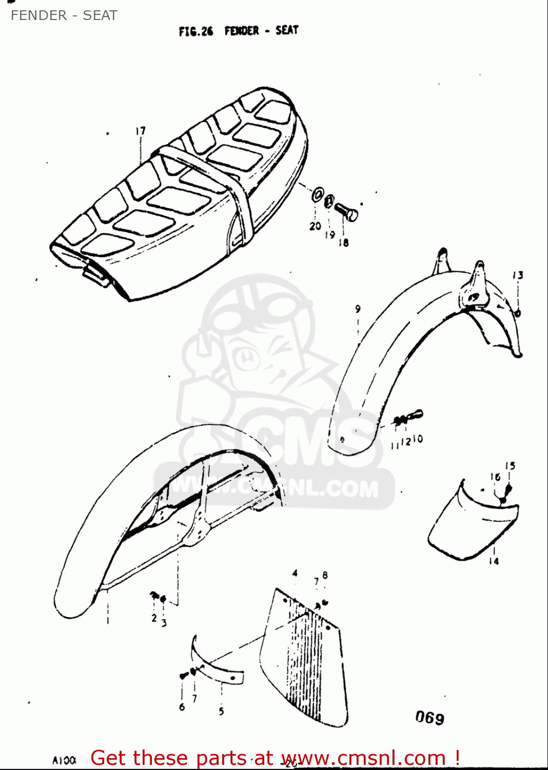 Suzuki A100 1976 1977 (A) (B) USA (E03) FENDER - SEAT - buy original ...