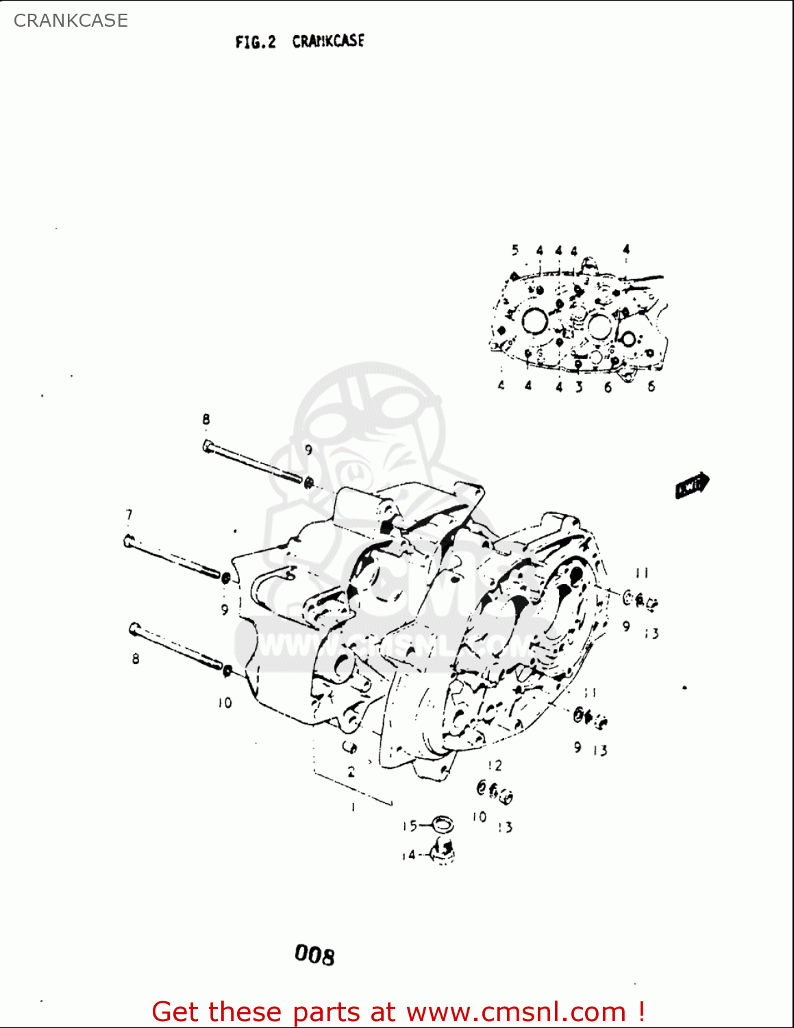 CRANKCASE A100 1976 1977 (A) (B) USA (E03)
