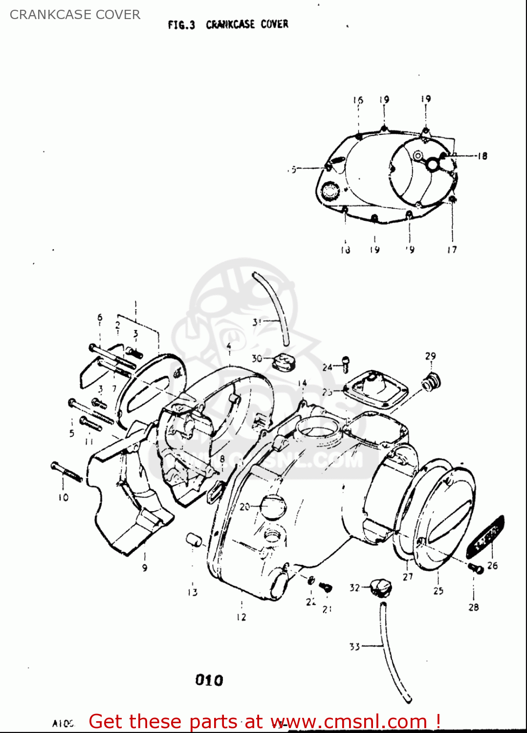 CRANKCASE COVER A100 1976 1977 (A) (B) USA (E03)