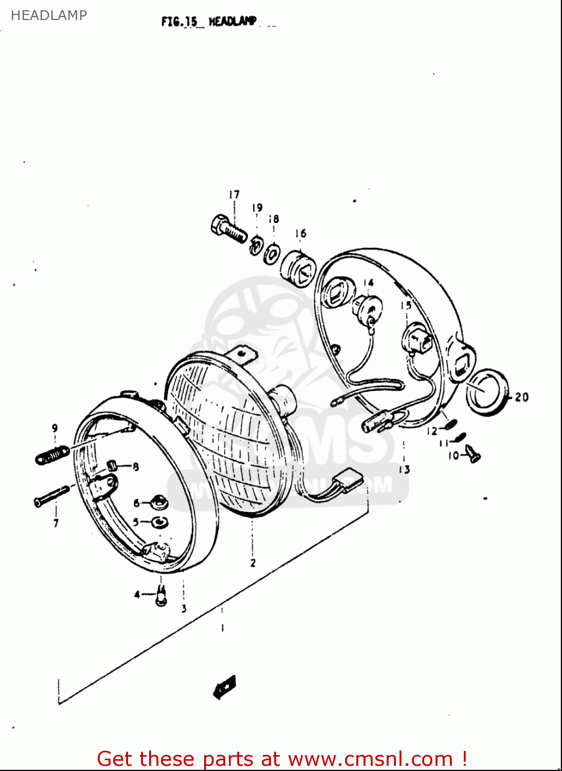 HEADLAMP A100 1976 1977 (A) (B) USA (E03)