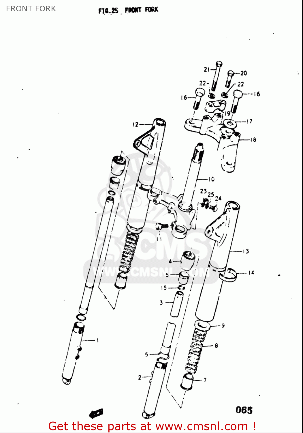 FRONT FORK A100 1976 1977 (A) (B) USA (E03)