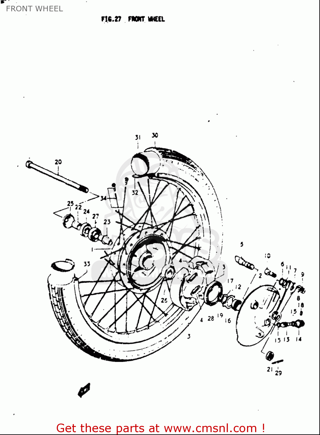 FRONT WHEEL A100 1976 1977 (A) (B) USA (E03)