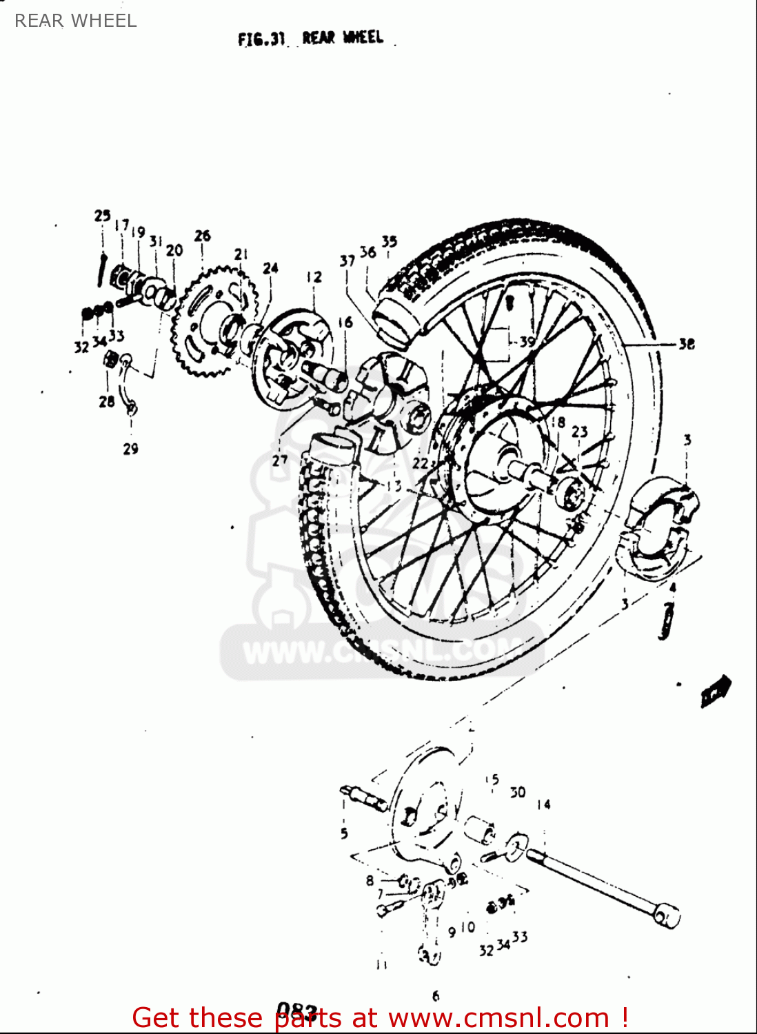 REAR WHEEL A100 1976 1977 (A) (B) USA (E03)