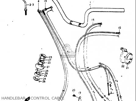 HANDLEBAR - CONTROL CABLE - A100 1976 1977 (A) (B) USA (E03)