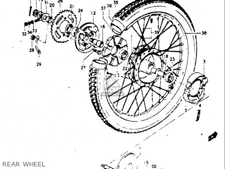 REAR WHEEL - A100 1976 1977 (A) (B) USA (E03)