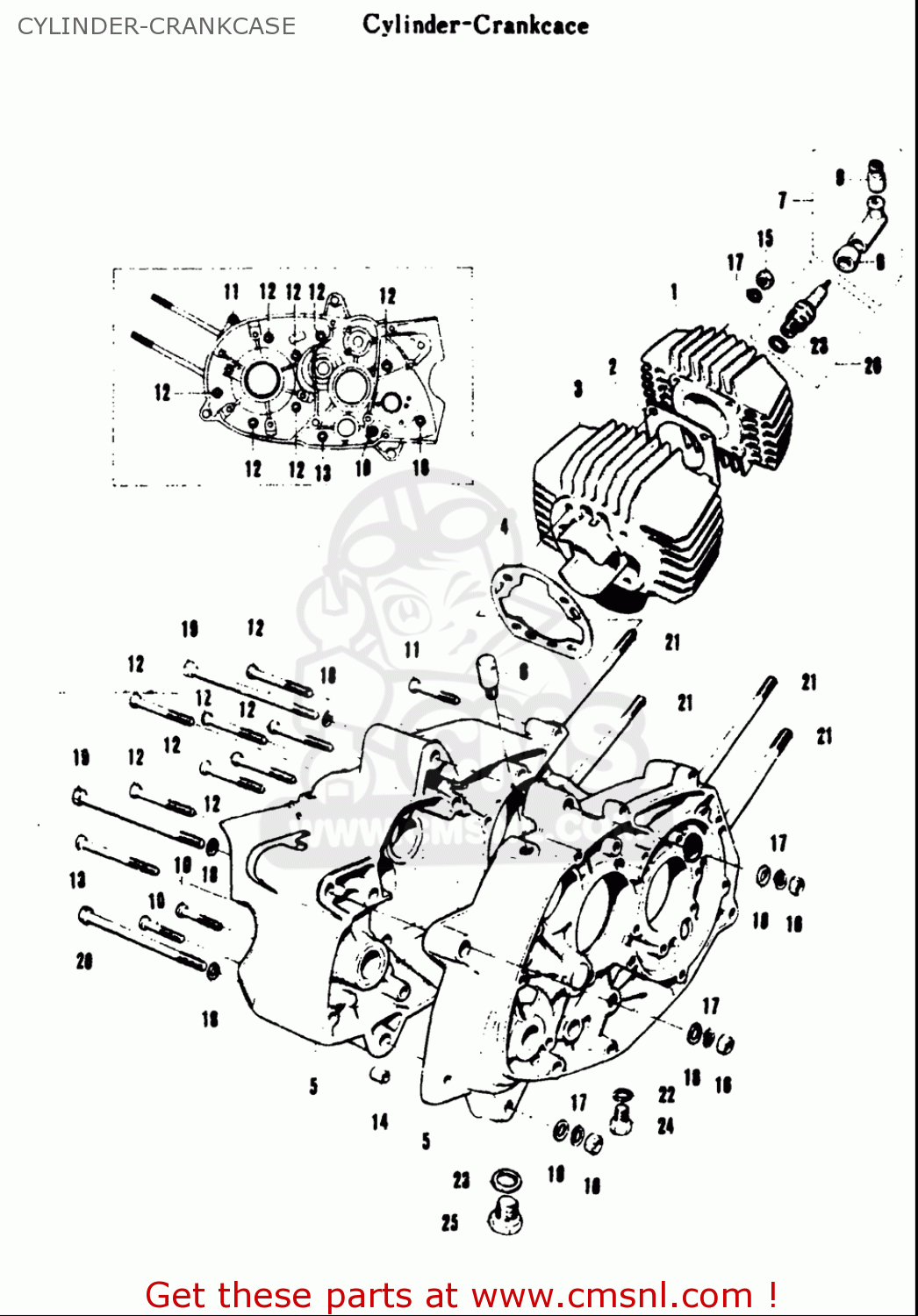 CYLINDER-CRANKCASE A100 AS100 AC100 1969 USA (E03)