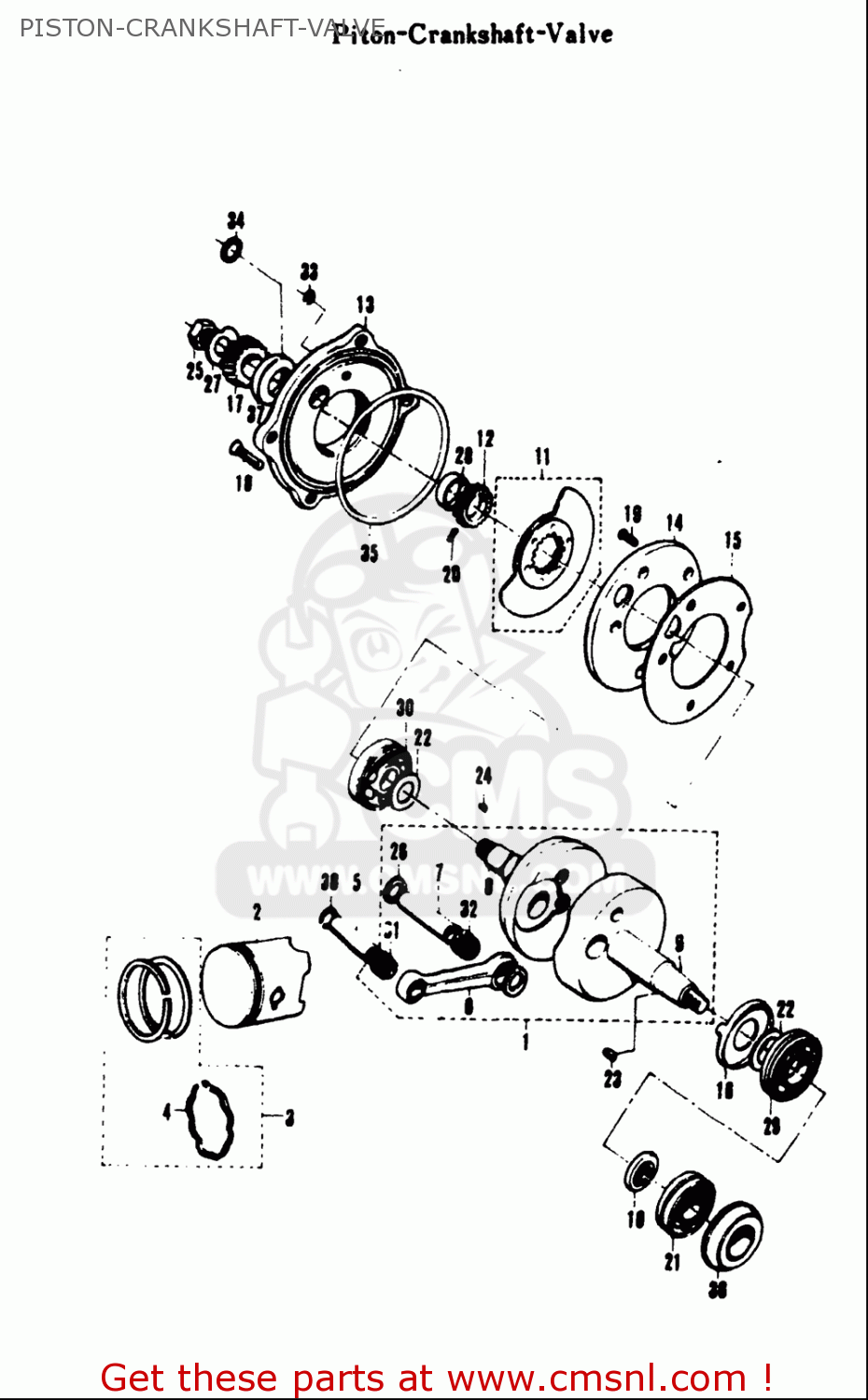 PISTON-CRANKSHAFT-VALVE A100 AS100 AC100 1969 USA (E03)