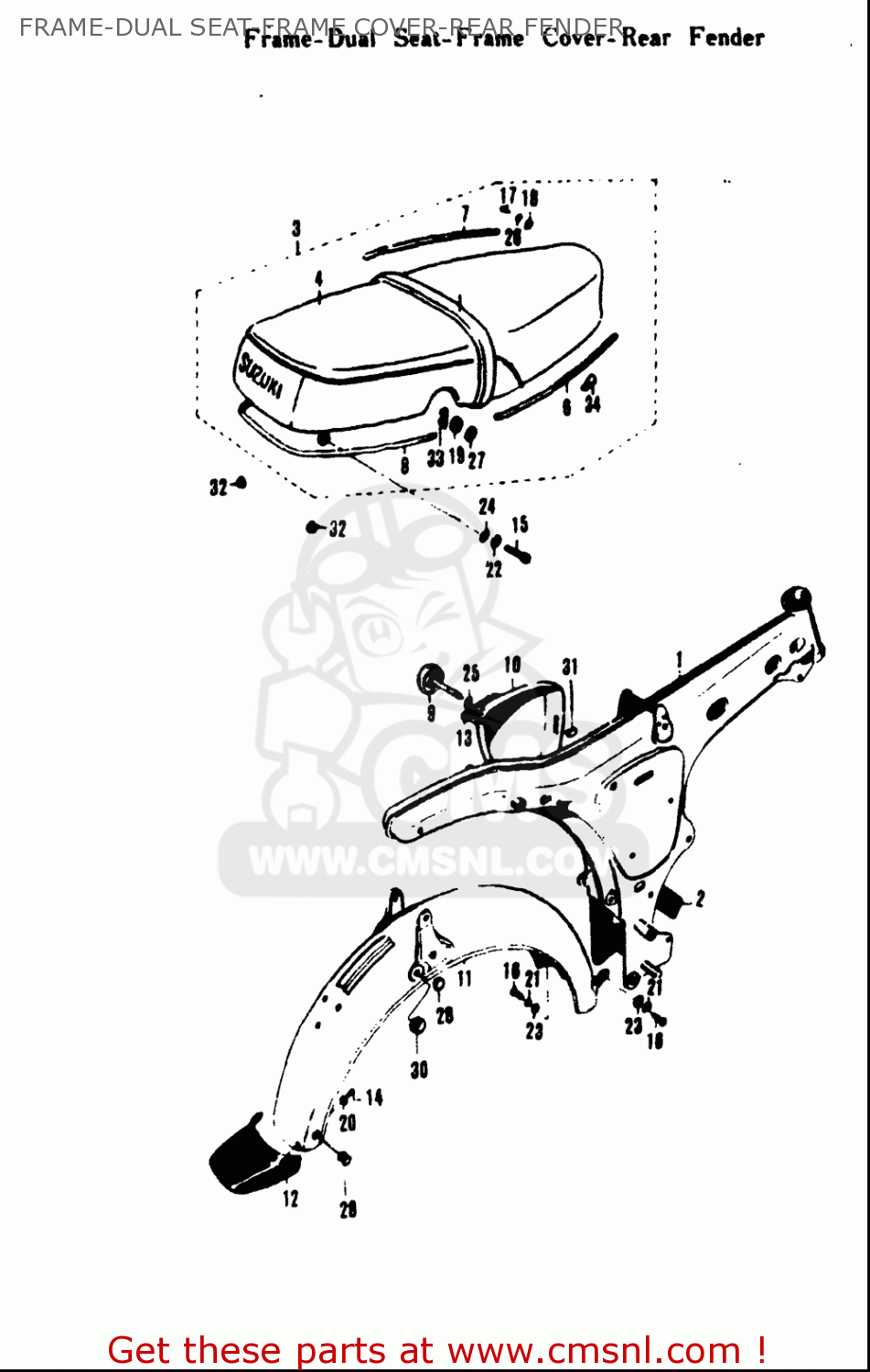 FRAME-DUAL SEAT-FRAME COVER-REAR FENDER A100 AS100 AC100 1969 USA (E03)
