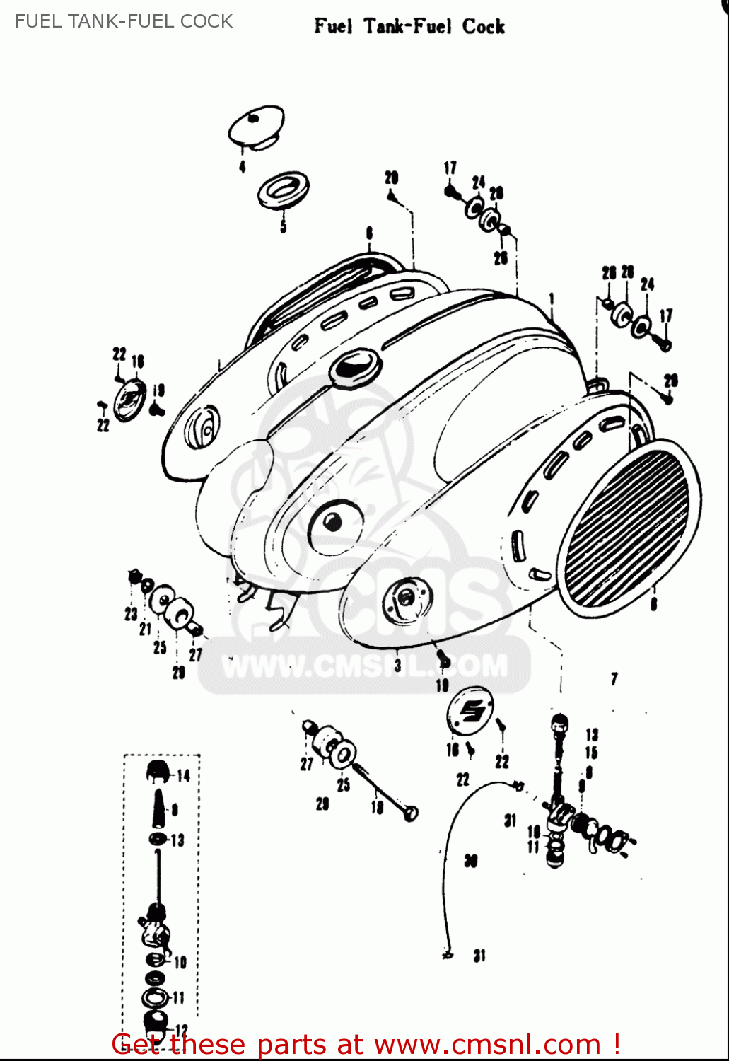 FUEL TANK-FUEL COCK A100 AS100 AC100 1969 USA (E03)