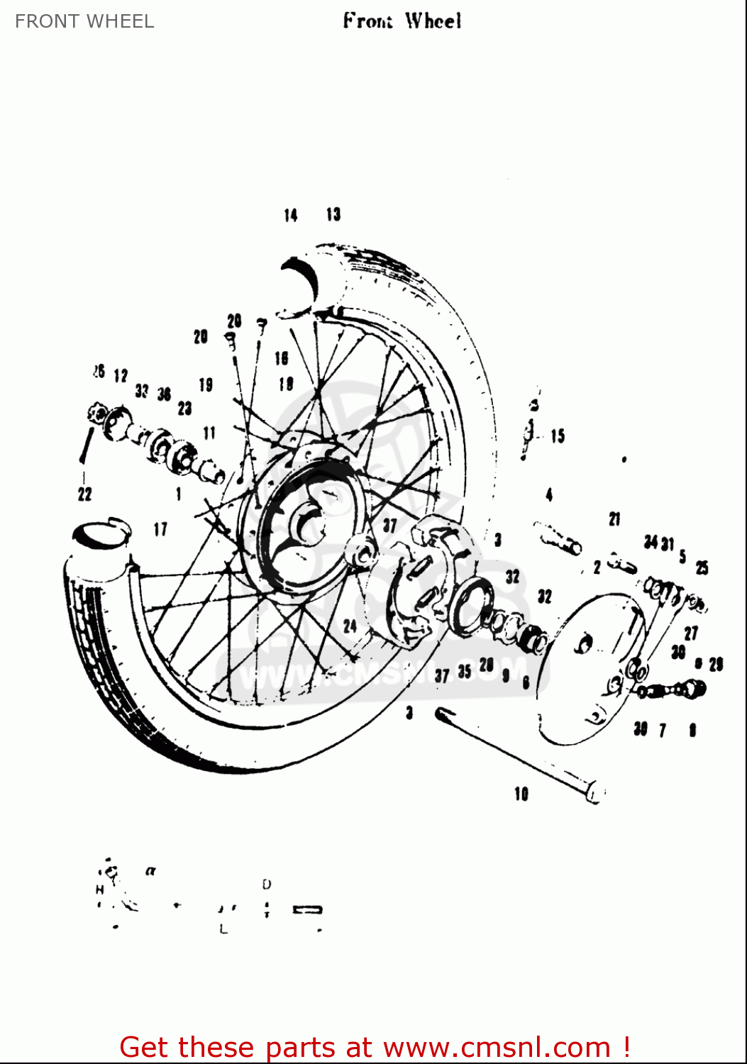 FRONT WHEEL A100 AS100 AC100 1969 USA (E03)