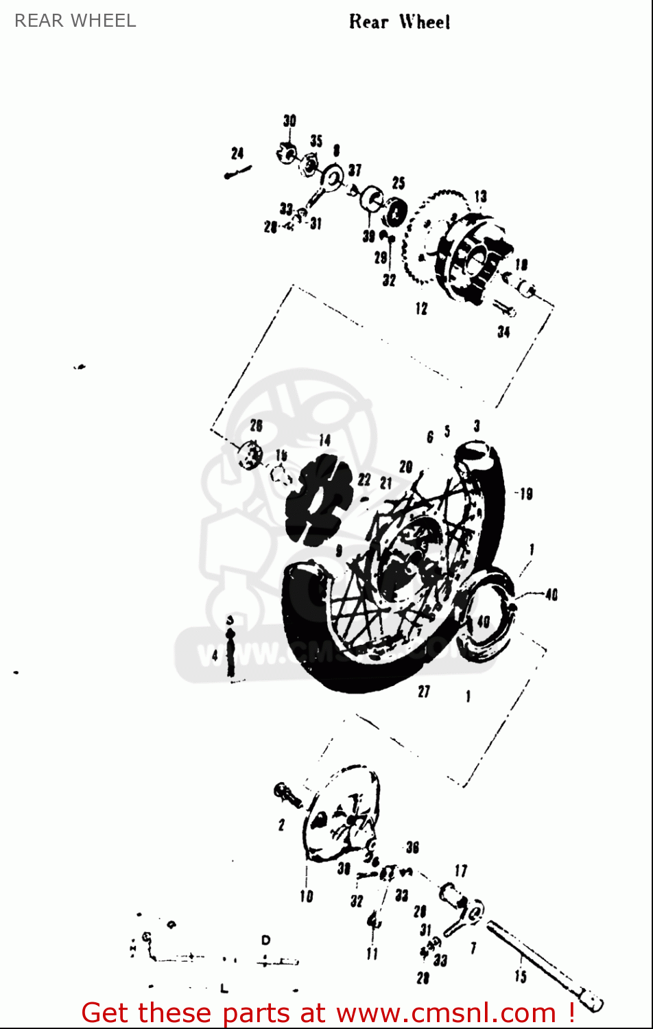 REAR WHEEL A100 AS100 AC100 1969 USA (E03)