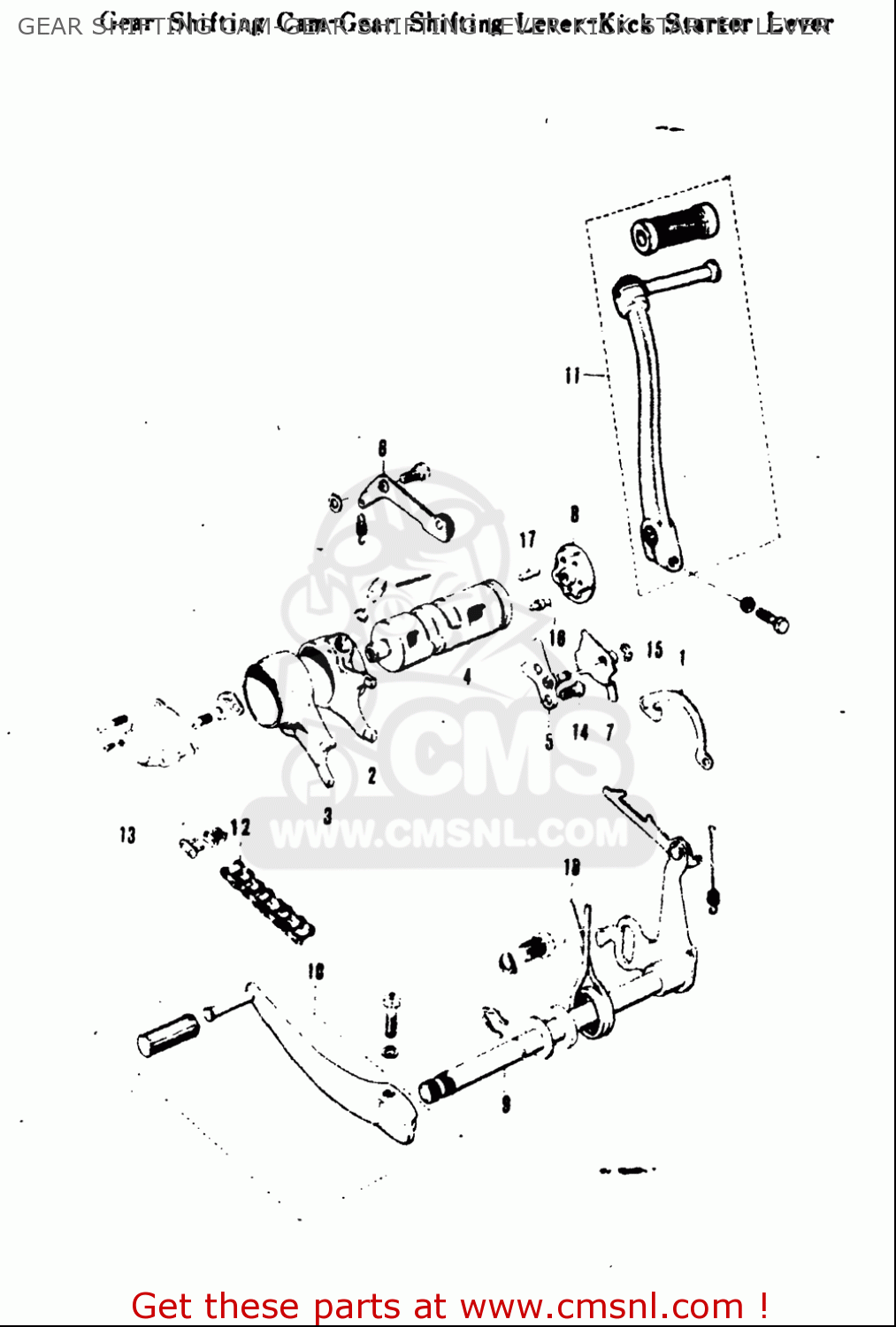 GEAR SHIFTING CAM-GEAR SHIFTING LEVER-KICK STARTER LEVER A100 AS100 AC100 1969 USA (E03)