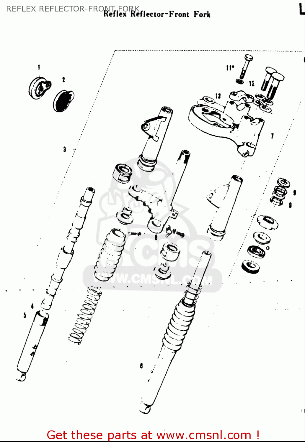 REFLEX REFLECTOR-FRONT FORK A100 AS100 AC100 1969 USA (E03)