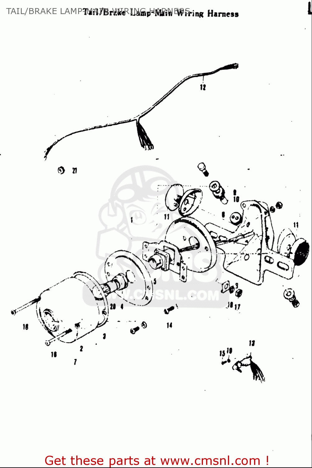 TAIL/BRAKE LAMP-MAIN WIRING HARNESS A100 AS100 AC100 1969 USA (E03)