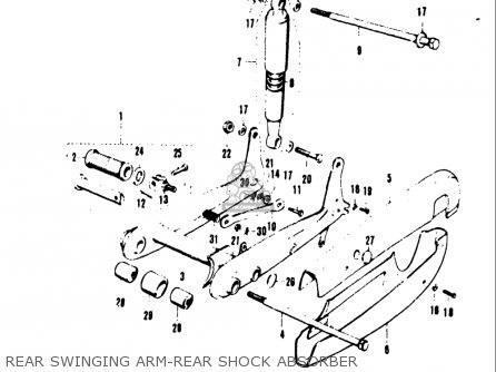 REAR SWINGING ARM-REAR SHOCK ABSORBER - A100 AS100 AC100 1969 USA (E03)