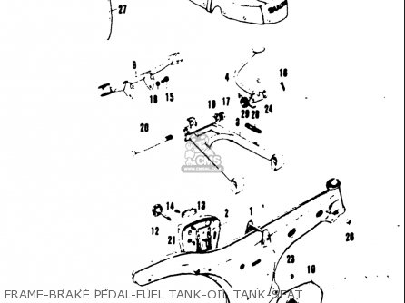 FRAME-BRAKE PEDAL-FUEL TANK-OIL TANK-SEAT - A100 AS100 AC100 1969 USA (E03)