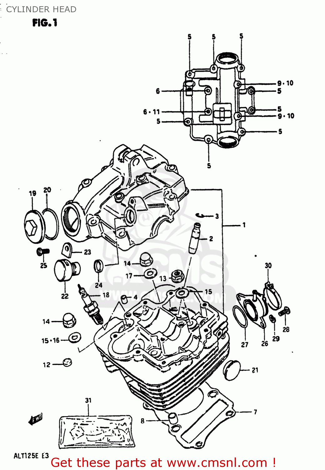 Suzuki ALT125 1983 (D) USA (E03) CYLINDER HEAD - buy original CYLINDER ...