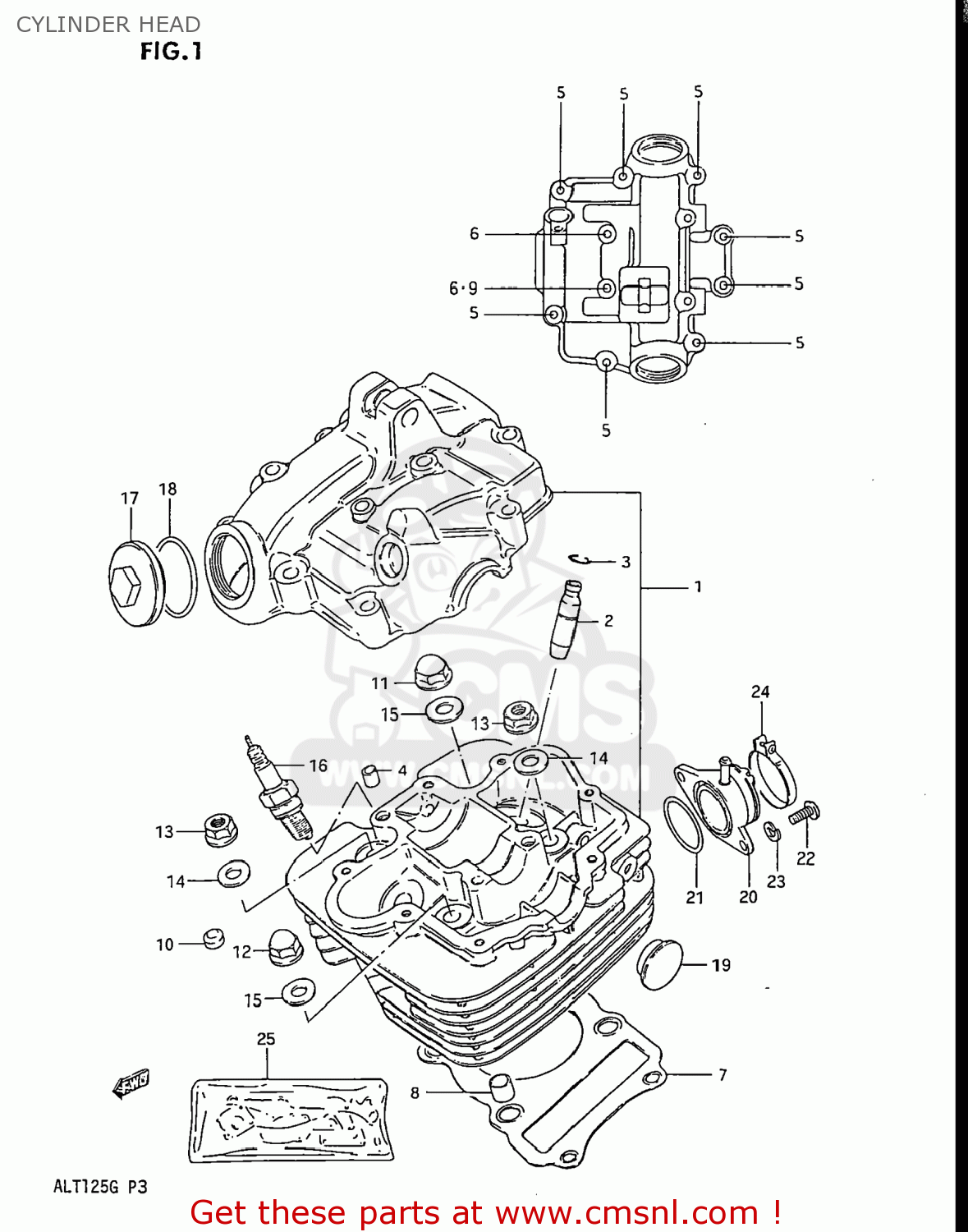 Suzuki ALT125 1986 (G) USA (E03) CYLINDER HEAD - buy original CYLINDER ...