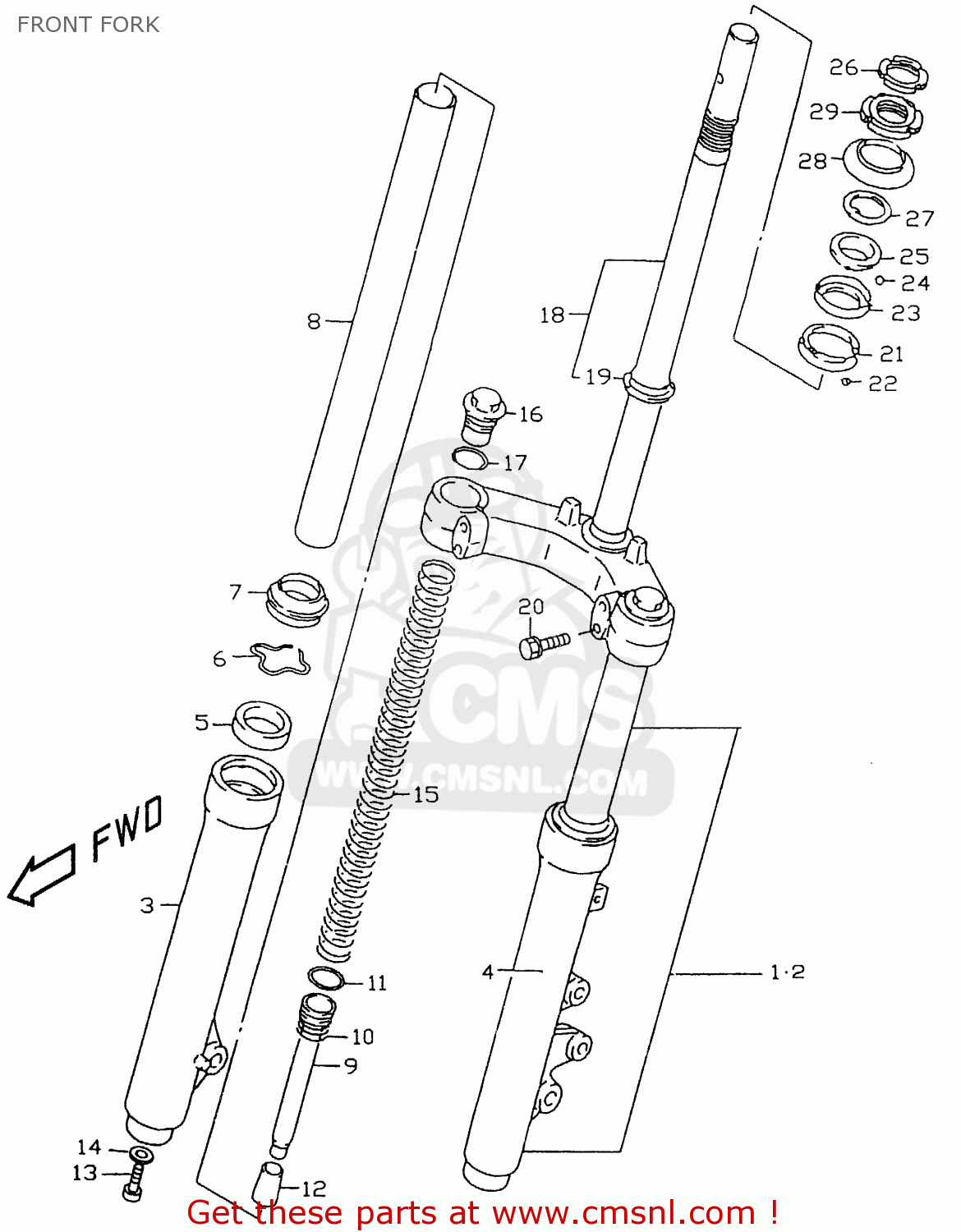 Suzuki AN125U 2000 (Y) FRONT FORK - buy original FRONT FORK spares online