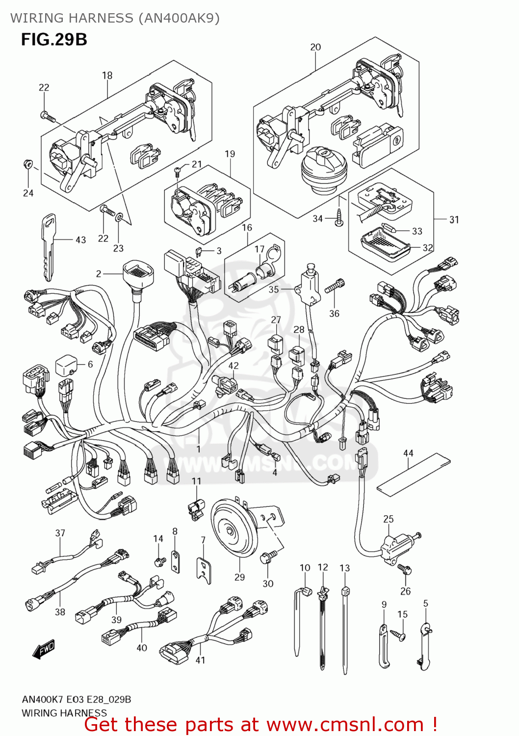 Suzuki An400 Burgman 2009 (k9) Usa (e03) Wiring Harness (an400ak9 