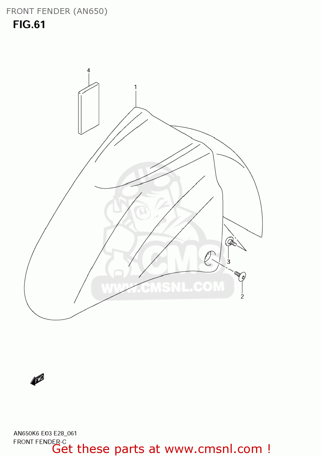 Suzuki AN650 BURGMAN 2009 (K9) USA (E03) FRONT FENDER (AN650) - buy ...