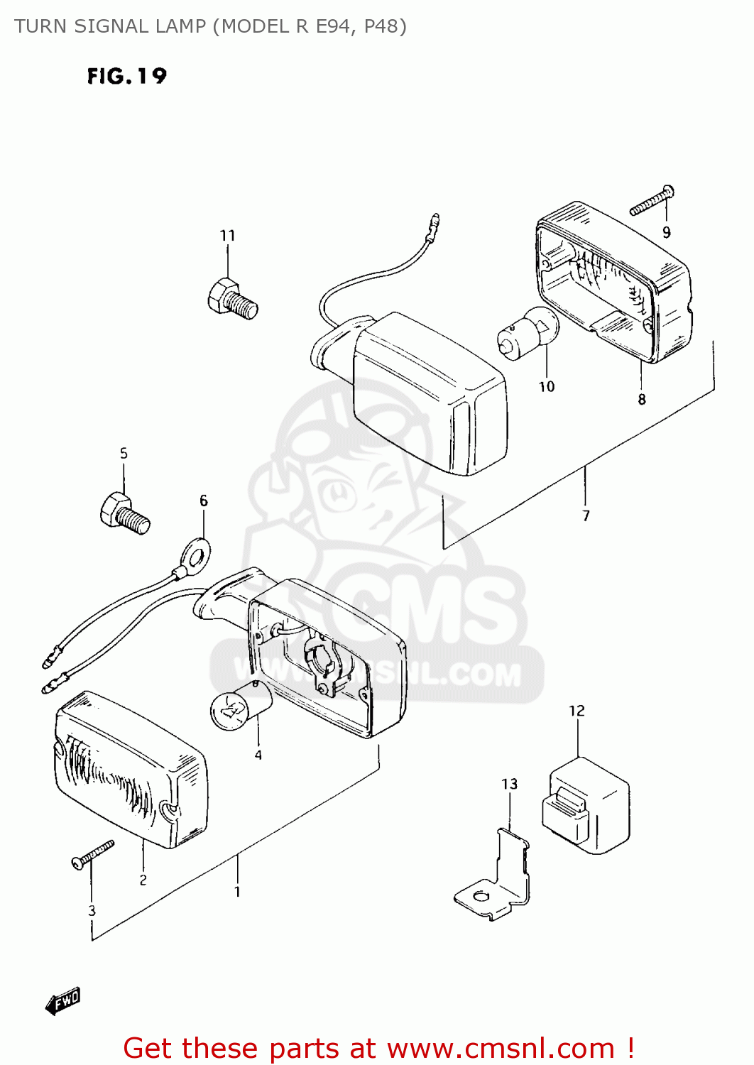 TURN SIGNAL LAMP (MODEL R E94, P48) AX100 1994 (R) BARBADOS (E94) / P36 P48