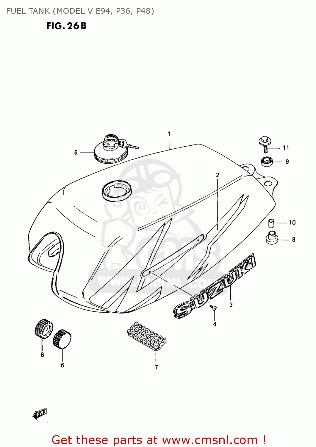 FUEL TANK (MODEL V E94, P36, P48) AX100 1994 (R) BARBADOS (E94) / P36 P48