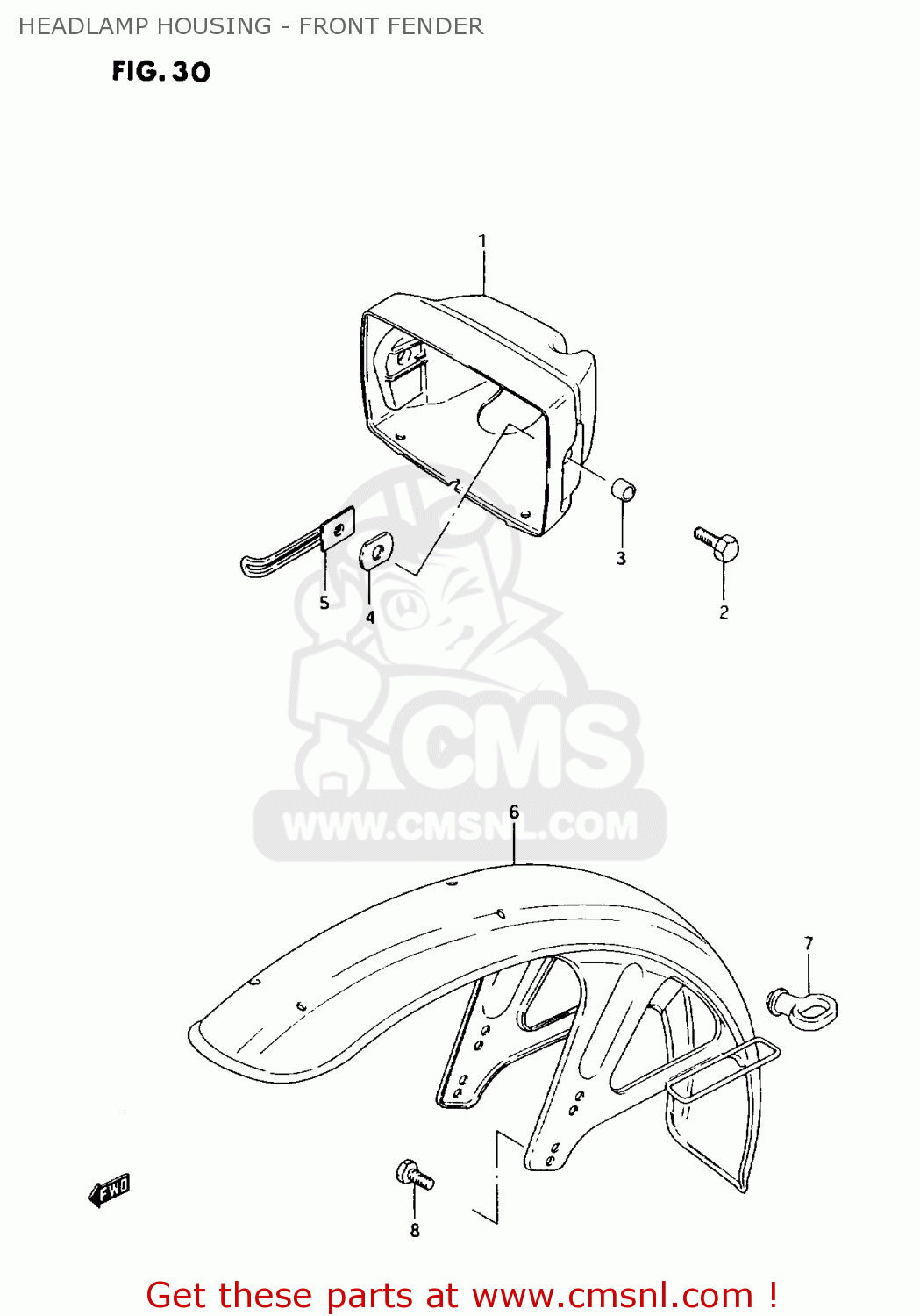 HEADLAMP HOUSING - FRONT FENDER AX100 1994 (R) BARBADOS (E94) / P36 P48
