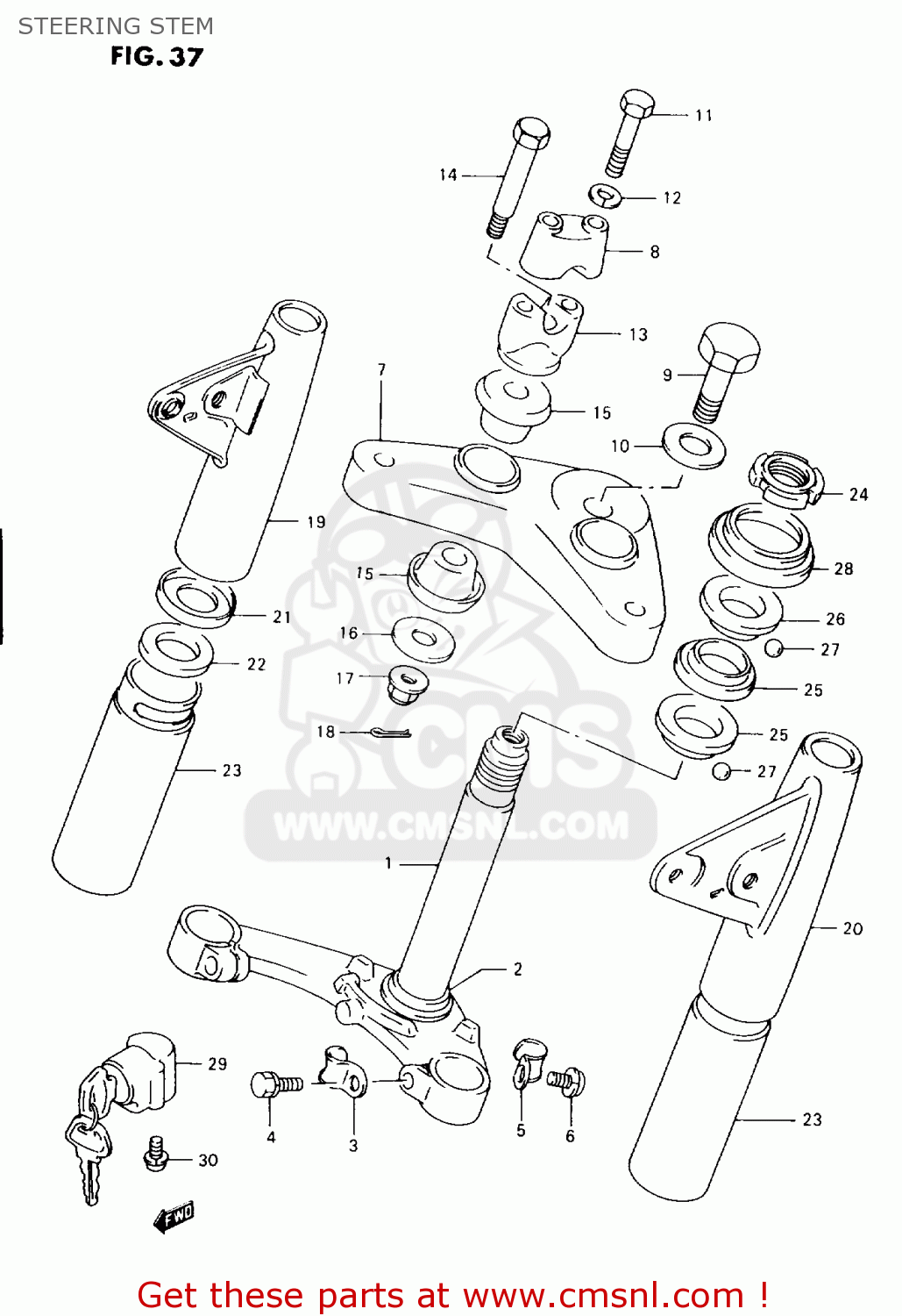 STEERING STEM AX100 1994 (R) BARBADOS (E94) / P36 P48