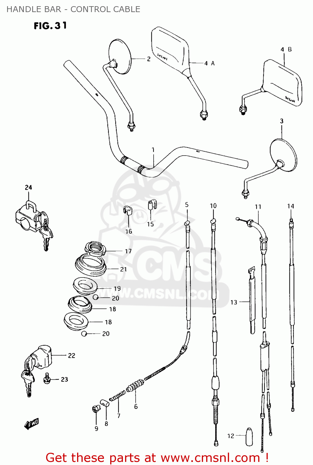 HANDLE BAR - CONTROL CABLE AX100 1996 (T) GENERAL EXPORT (E01) / P9