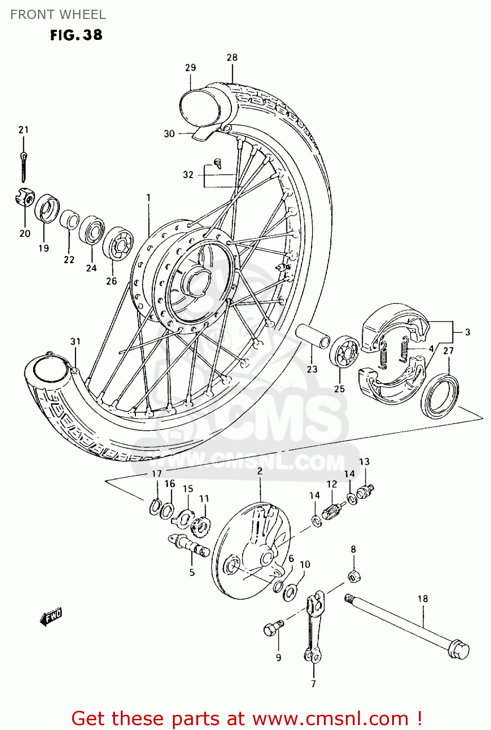 FRONT WHEEL AX100 1996 (T) GENERAL EXPORT (E01) / P9