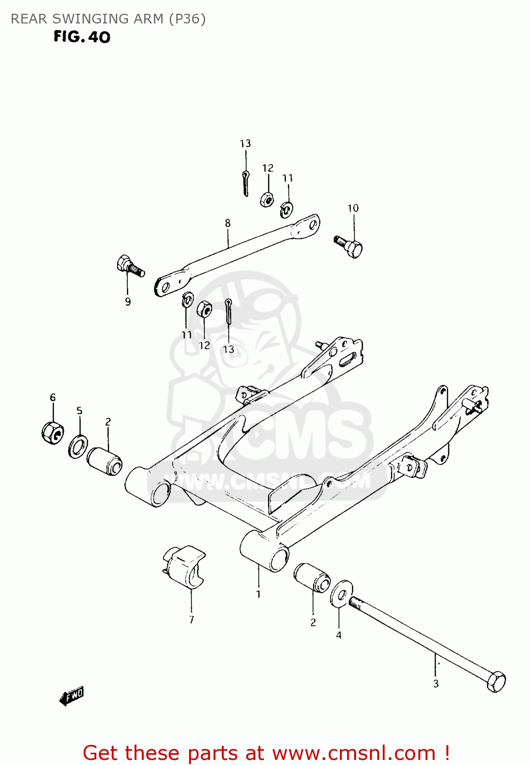 REAR SWINGING ARM (P36) AX100 1996 (T) GENERAL EXPORT (E01) / P9