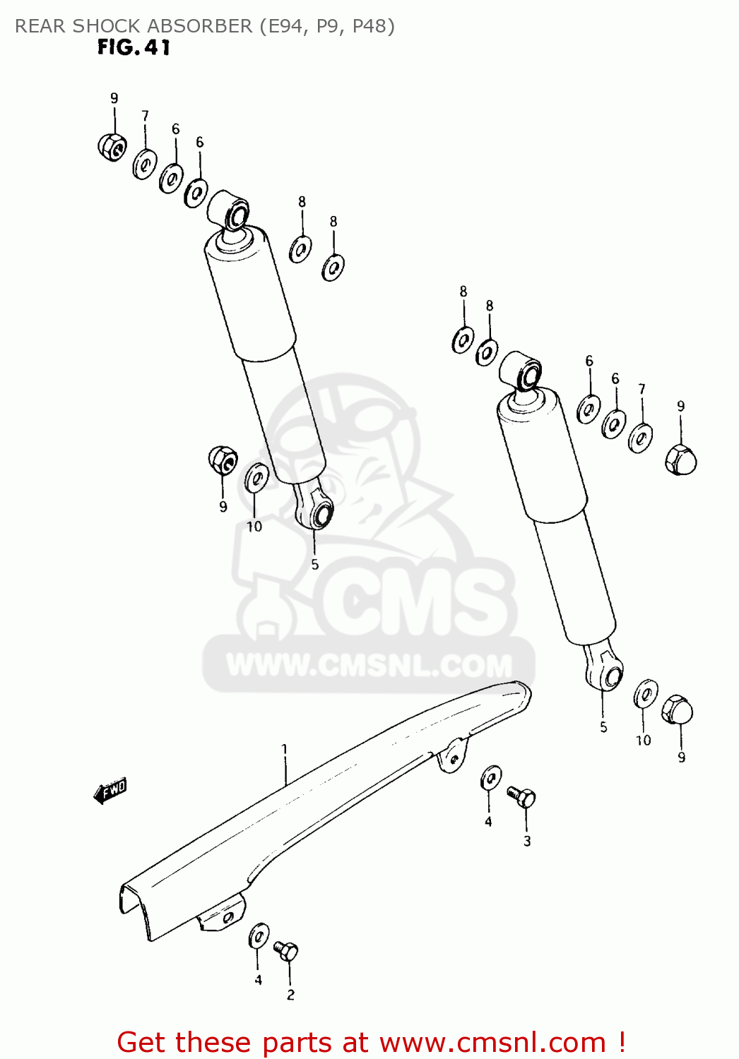 REAR SHOCK ABSORBER (E94, P9, P48) AX100 1996 (T) GENERAL EXPORT (E01) / P9